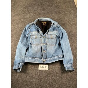 Comfort Denim Trucker Jacket Mens Small Blue Cotton Lined Button Front Outerwear